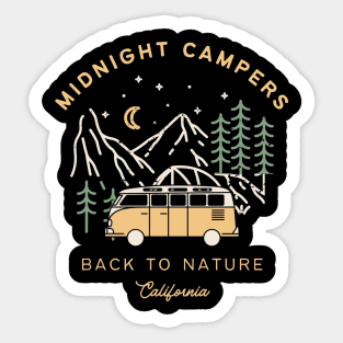 Black Brown Adventure Camping Illustration T-Shirt Sticker